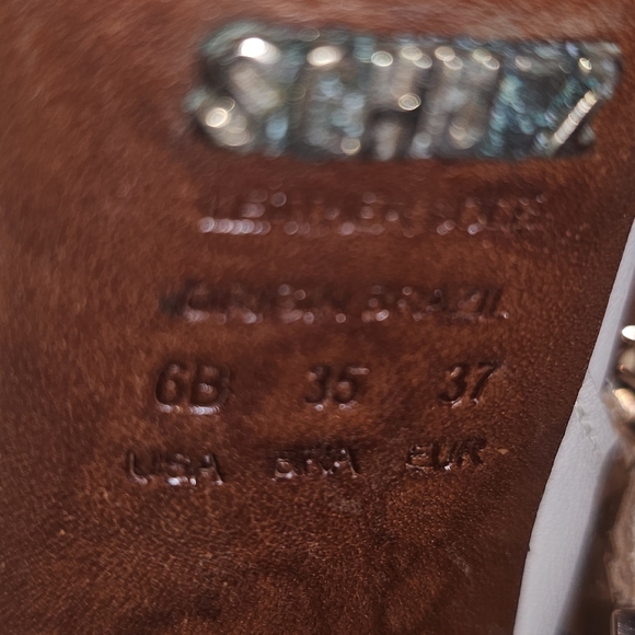 SCHUTZ White and Gold Studded Heels - Picture 7 of 7